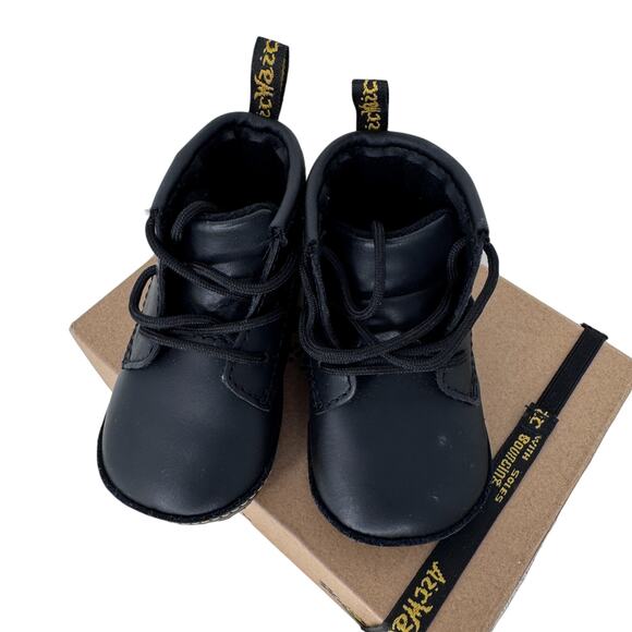 DR. Martens Nordstrom Crib Booties Baby Size 3 Black Auburn Leather Lace Up Boot - Picture 5 of 12